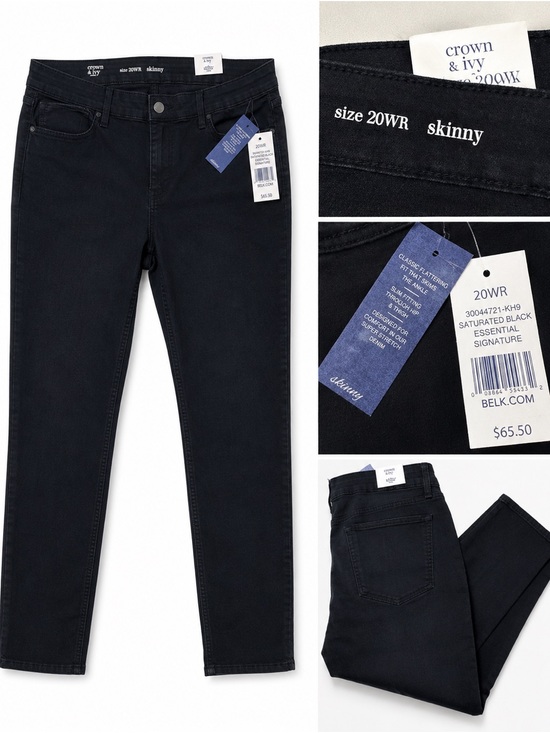 crown & ivy Denim - NWT Crown & Ivy Skinny Jeans Women’s Plus Size 20WR Black Stretch Denim